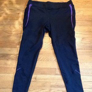 Black Leggings with Purple Trim